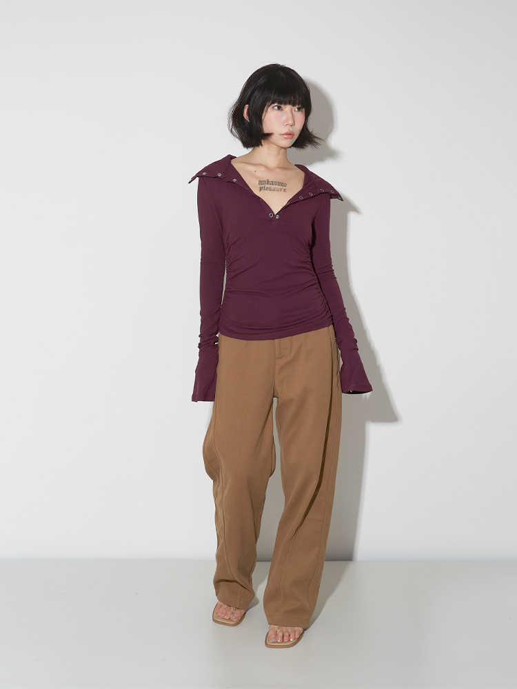 Navy Collar Long Sleeve T-shirt Female Slim-fit Underwear Top
