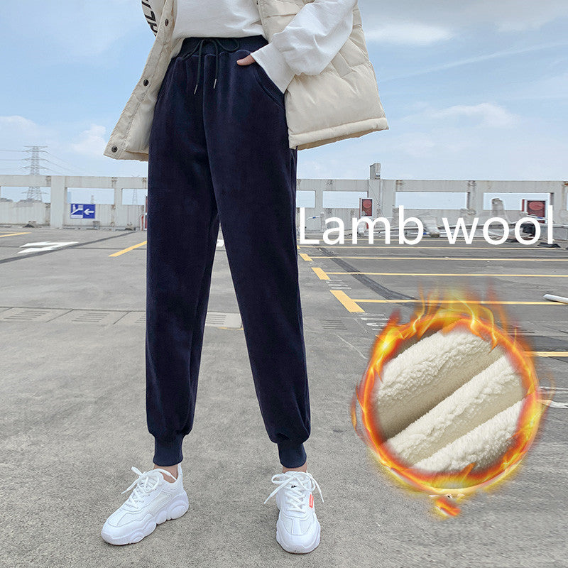 Plush padded lamb velvet sweatpants