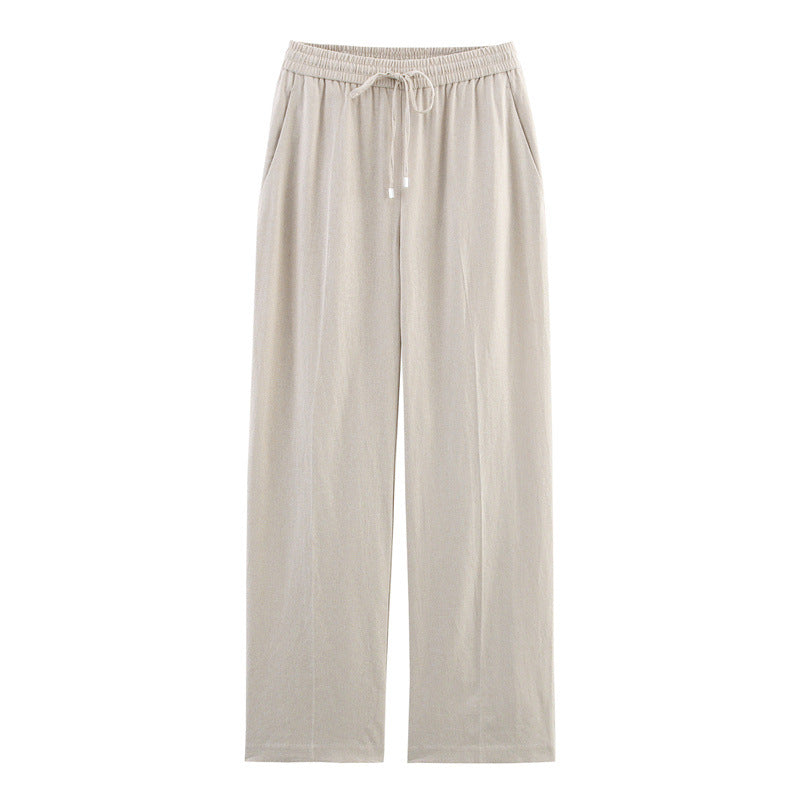 European And American Style Design Linen Blended Straight-leg Pants