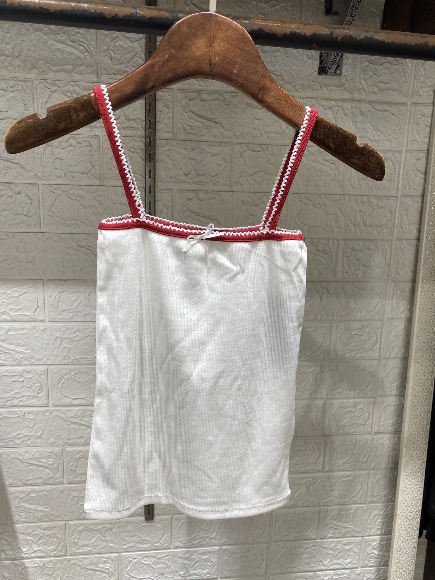 Lace Bow Square Neck Strap Tank Top