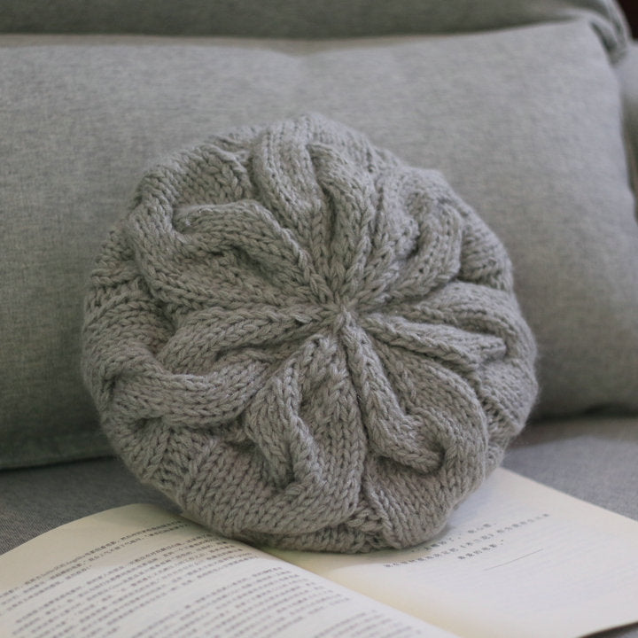 Women Handmade Woolen Hat Fashion Solid Color Warm Thick Beanie