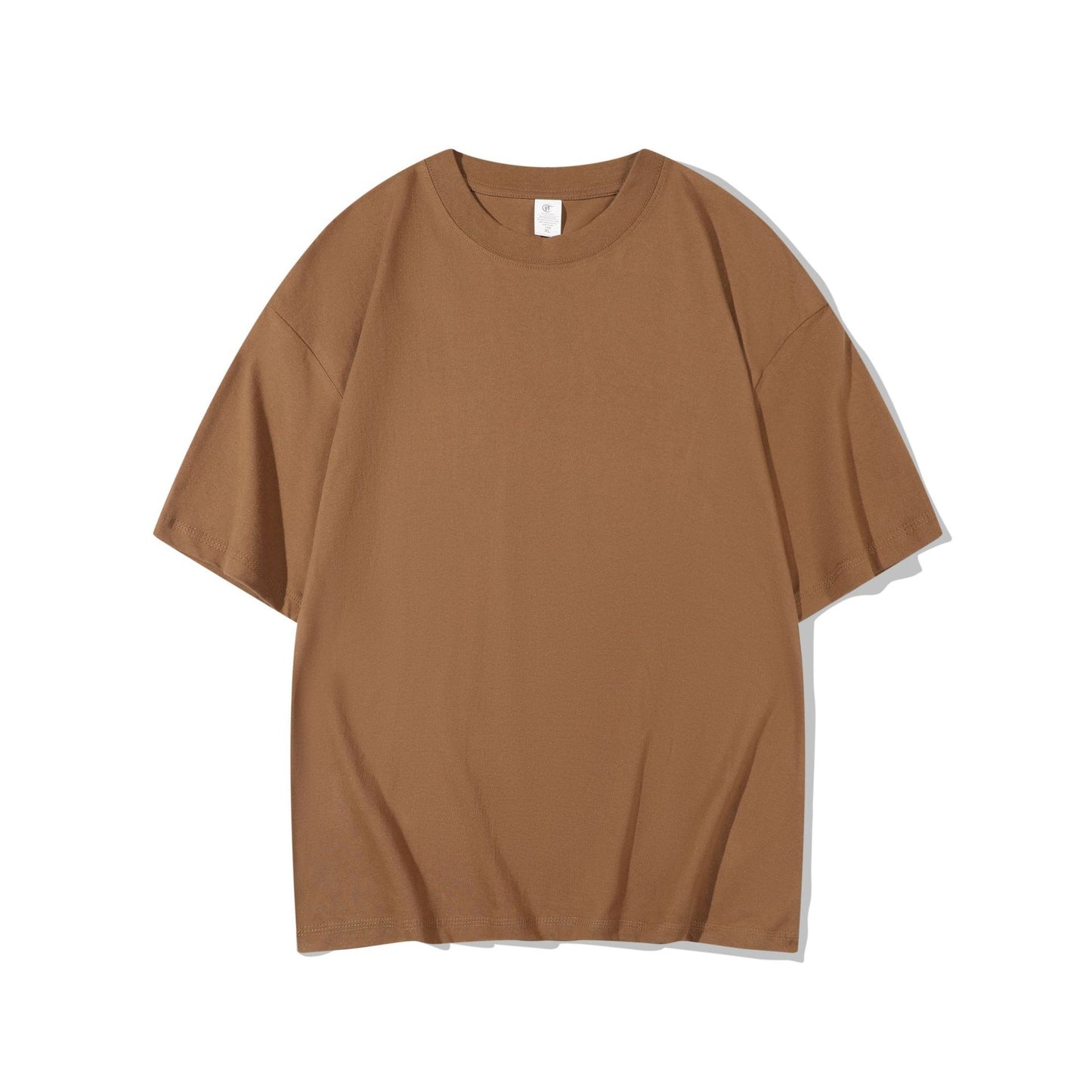 T-shirt i bomuld til mænd, 220g kraftig, ensfarvet, rund hals, korte ærmer