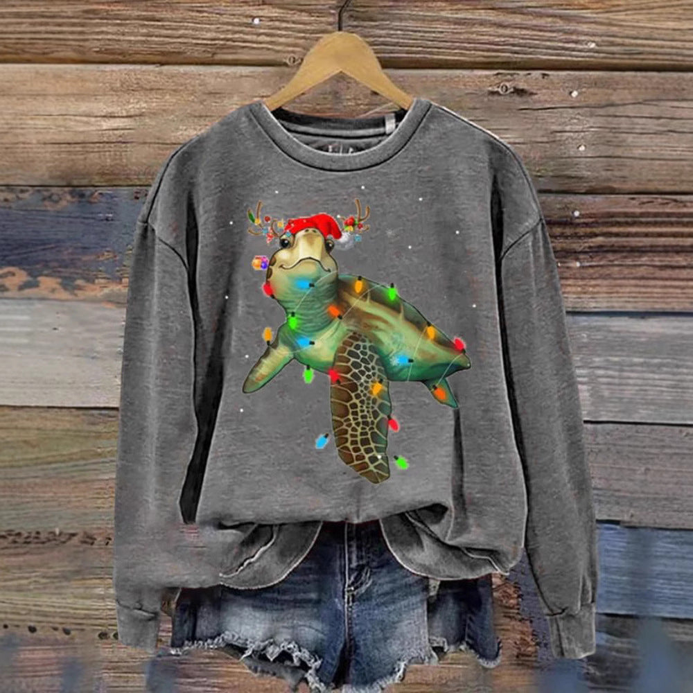 Dametrøje 3D Digital Jule-serie Printet Rundhals Sweatshirt