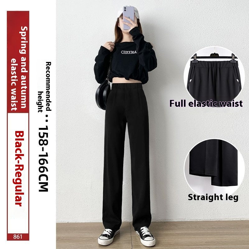 Black Suit Pants Women's Thin Drooping Straight Casual Pants