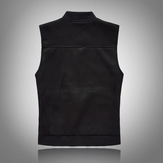 Koreansk-inspireret slim-fit trendy herrevasket sort patchwork vest