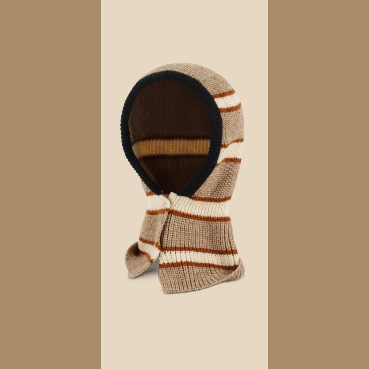 Contrast Color Striped Autumn Scarf Woolen Cap