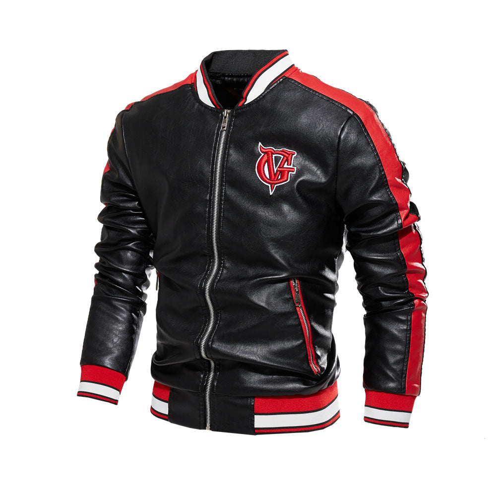 Men's pu coat British motorcycle leather jacket