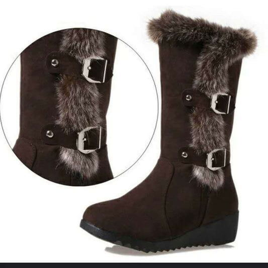 Women's Wedge Heel And Velvet Sleeve Snow Boots