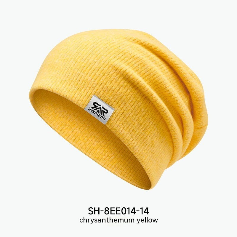 Pure Color Japanese Pile Heap Cap Female Korean Autumn And Winter Students Warm-keeping Knitted Earflaps Cap