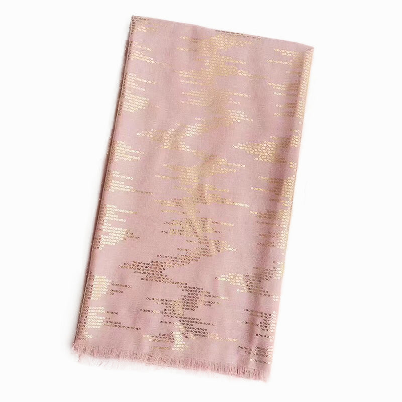 Tassel bronzing cotton and linen scarf
