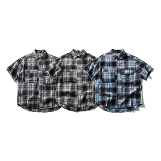 Summer Japanese Retro Artistic Yuppie Cut Short Sleeve Plaid Shirt