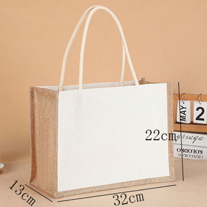 Burlap Hand Painted Canvas Linen Tote Bag