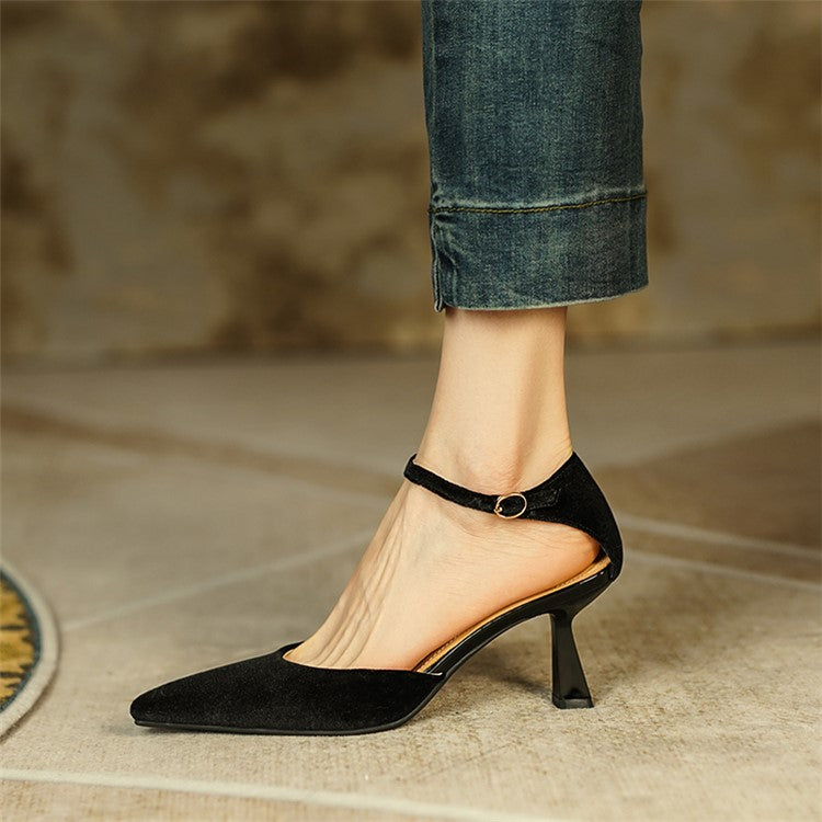 Women's Blue Velvet Fairy Stiletto Toe Sandals