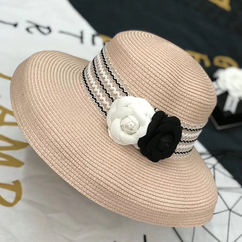 Camellia Retro Elegant Sunshade Straw Hat