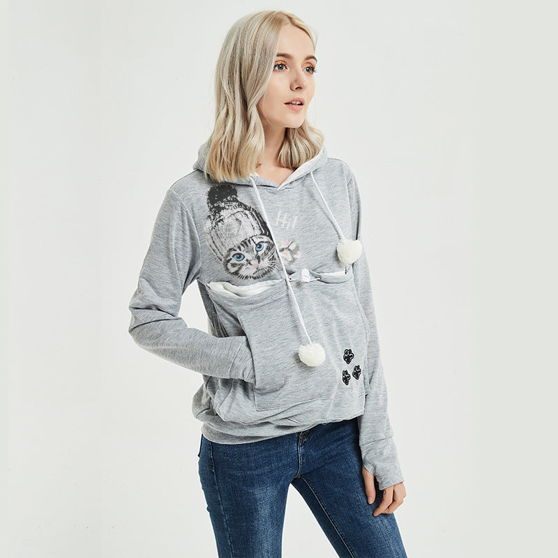 Pocket Sweatshirt Pullover Hooded Women