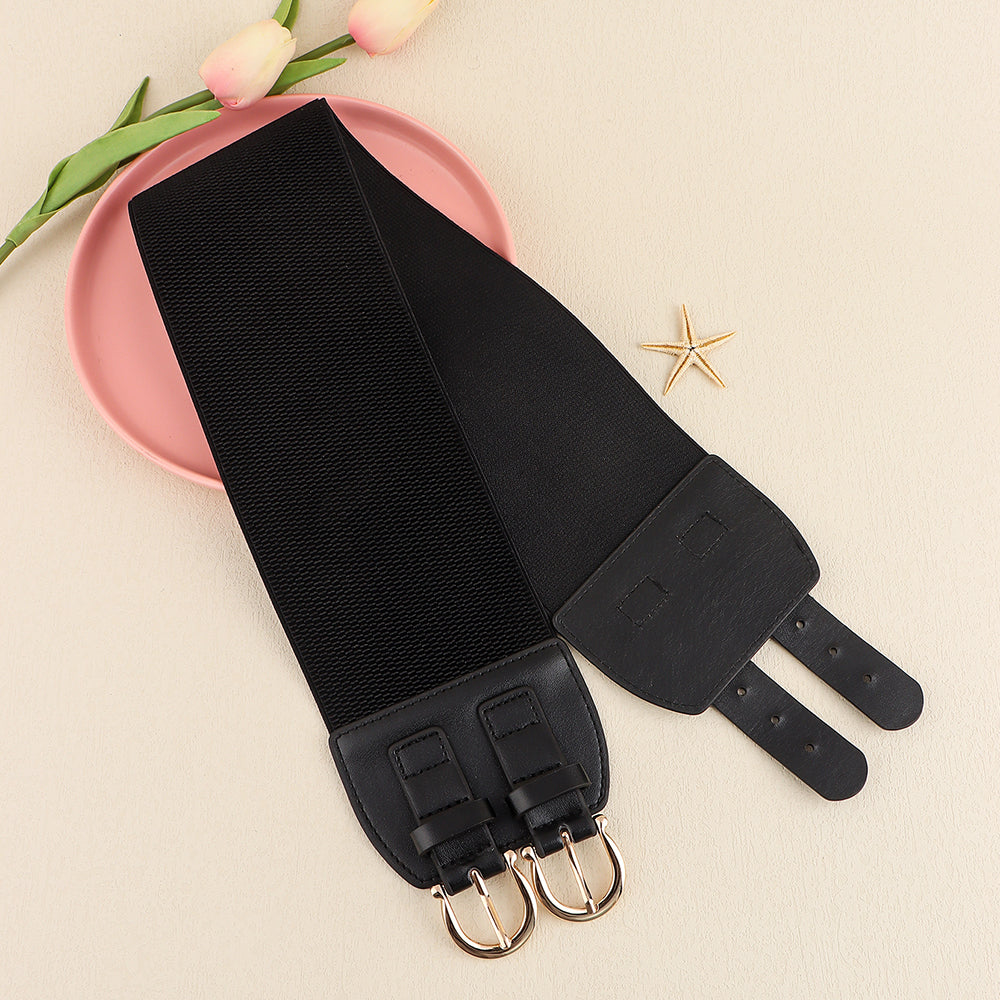 Senior Sense Retro Needle Buckle Waist Seal Elastic Elastic Wide Belt Women's Fashion Belt All-matching Coat Suit