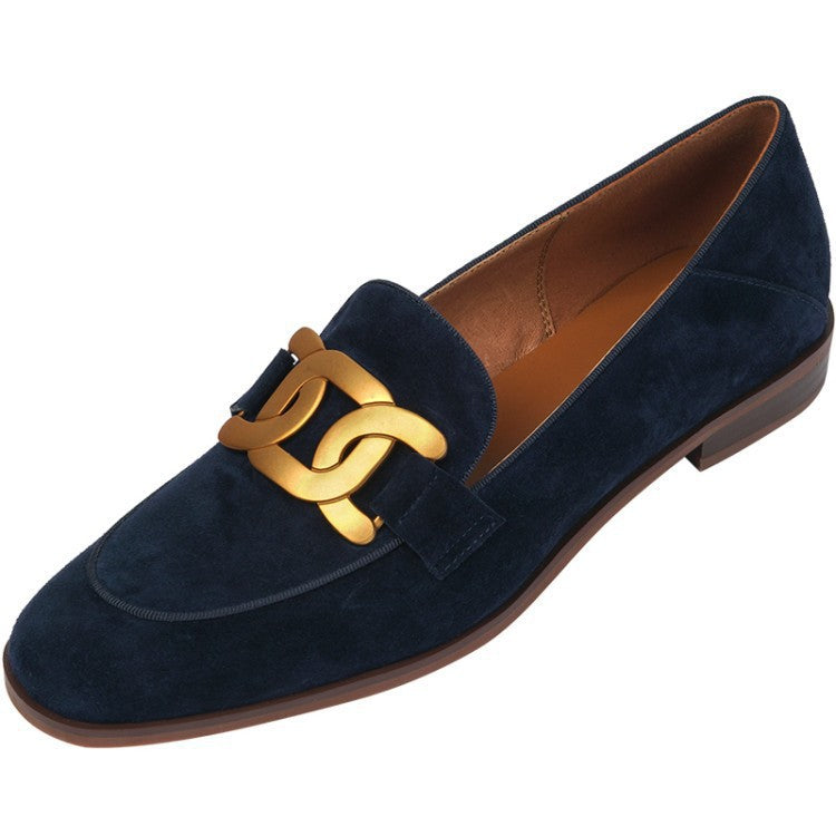 Flat Bottom Metal Fastener Shallow Mouth Pumps Women
