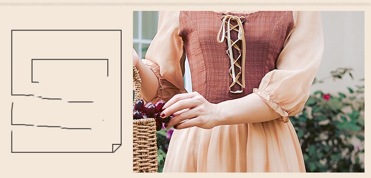 Lace Up Drawstring Fake Two-piece Dress For Women