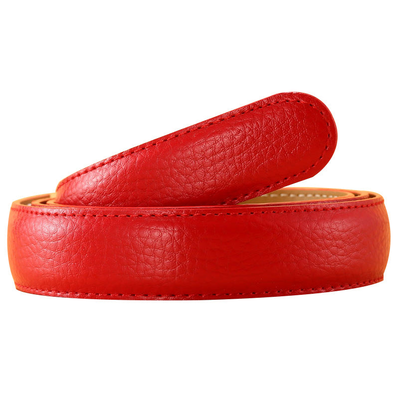 Women's Solid Color Belt Strip Headless Automatic Buckle