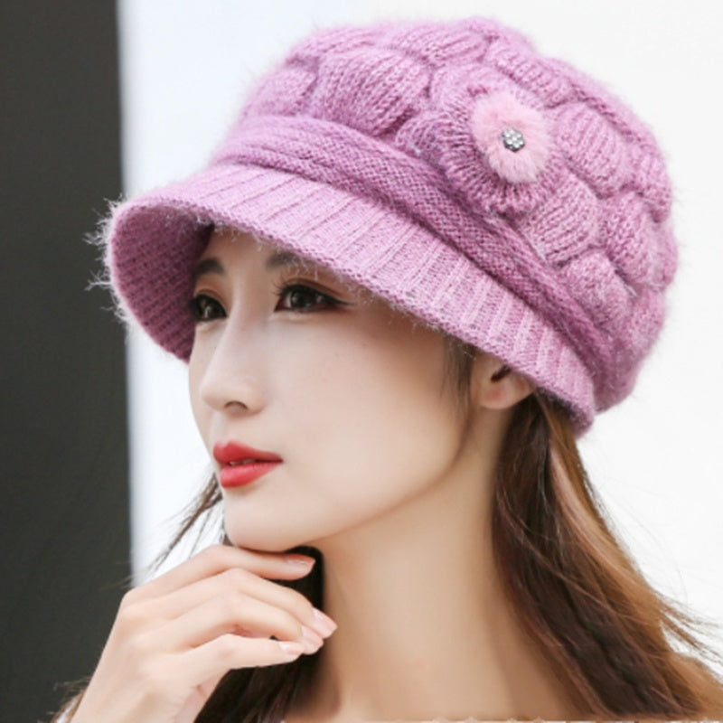 Beanie med rynket koreansk design, langhåret og tyk, der passer til alt