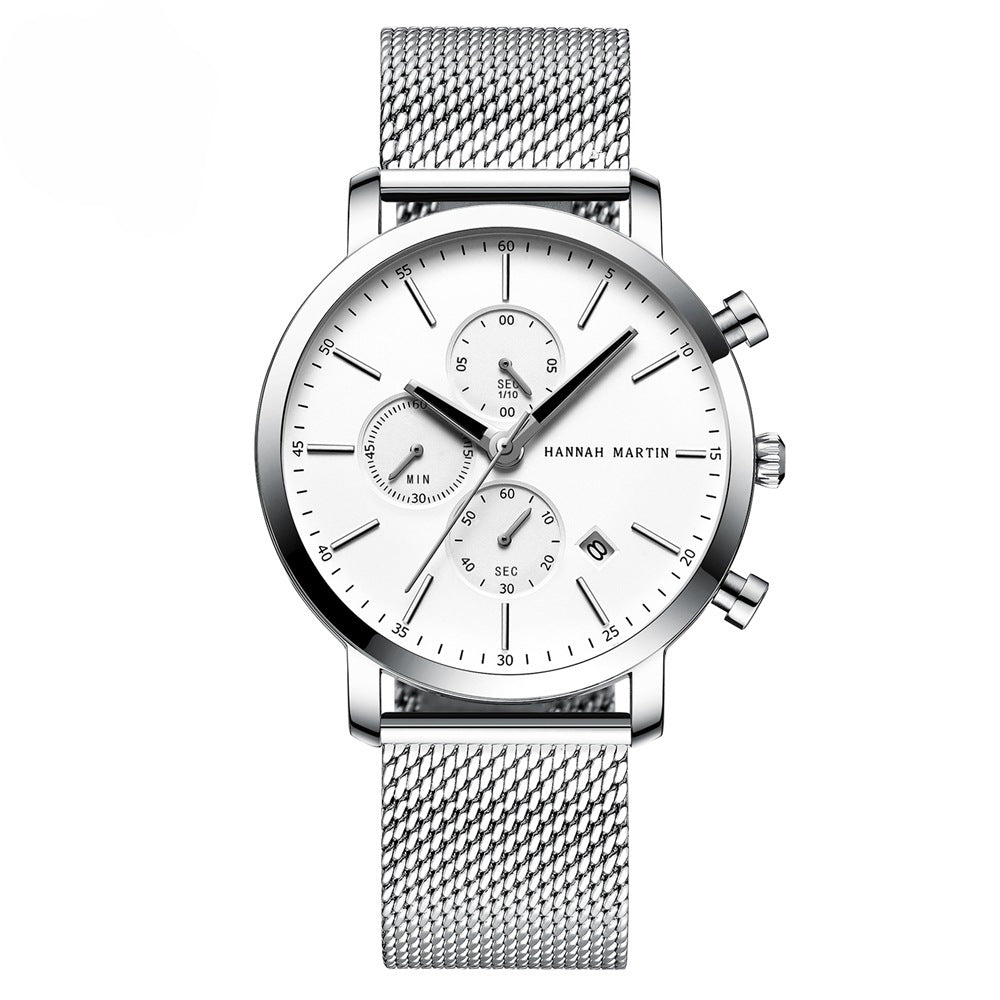 Stainless steel black mesh with waterproof quartz watch