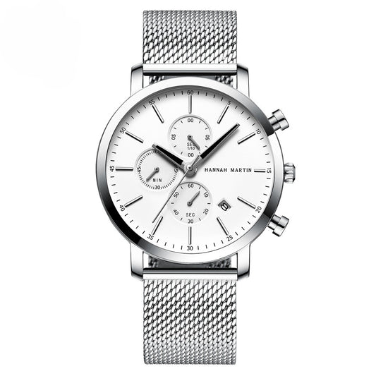 Stainless steel black mesh with waterproof quartz watch