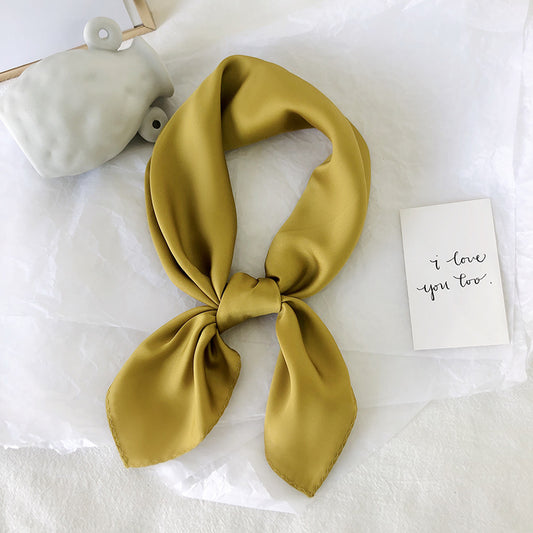 Pure color ladies tie wrap silk scarf