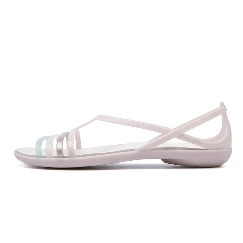 Forår Og Sommer Nye Jelly Sko HY Dame TPU Flade Skridsikre Jelly Slippers Mode Hul Sandaler
