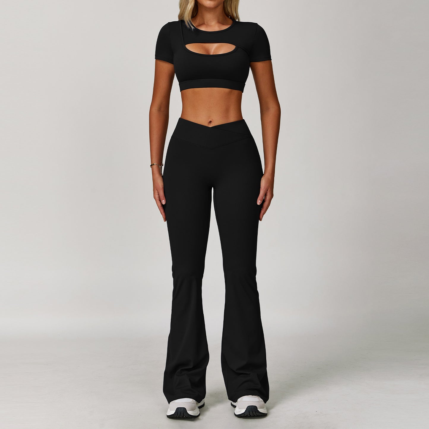 Yoga Short Sleeve Hollow-out Tight Sports T-shirt