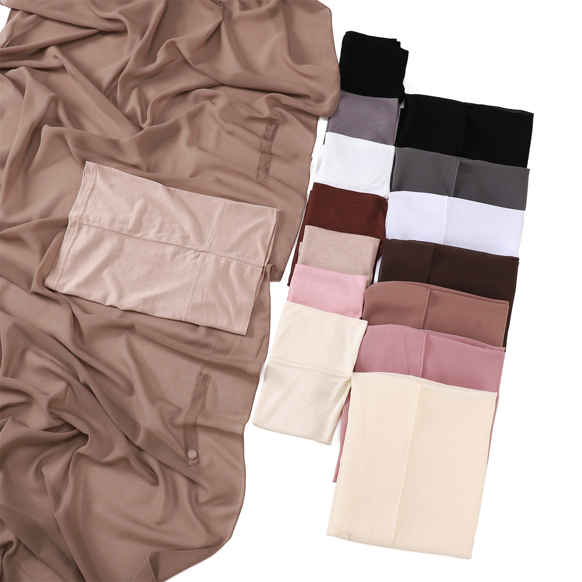 Ensfarvet perle chiffon tørklæde plus samme farve