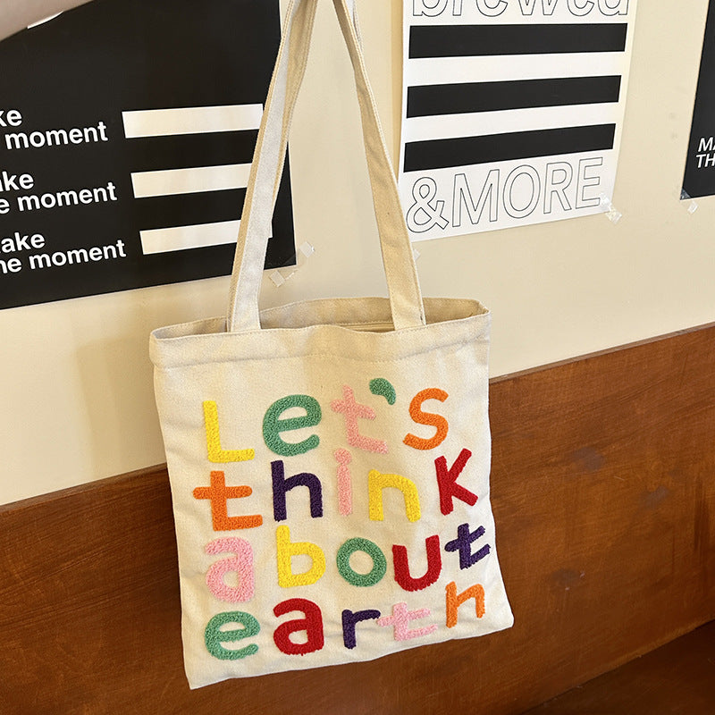 Letter Large Capacity Versatile Canvas Bag For Women