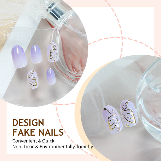 Purple Colorful Gradient Cat's Eye 3D Three-dimensional Golden Butterfly Nail Sticker