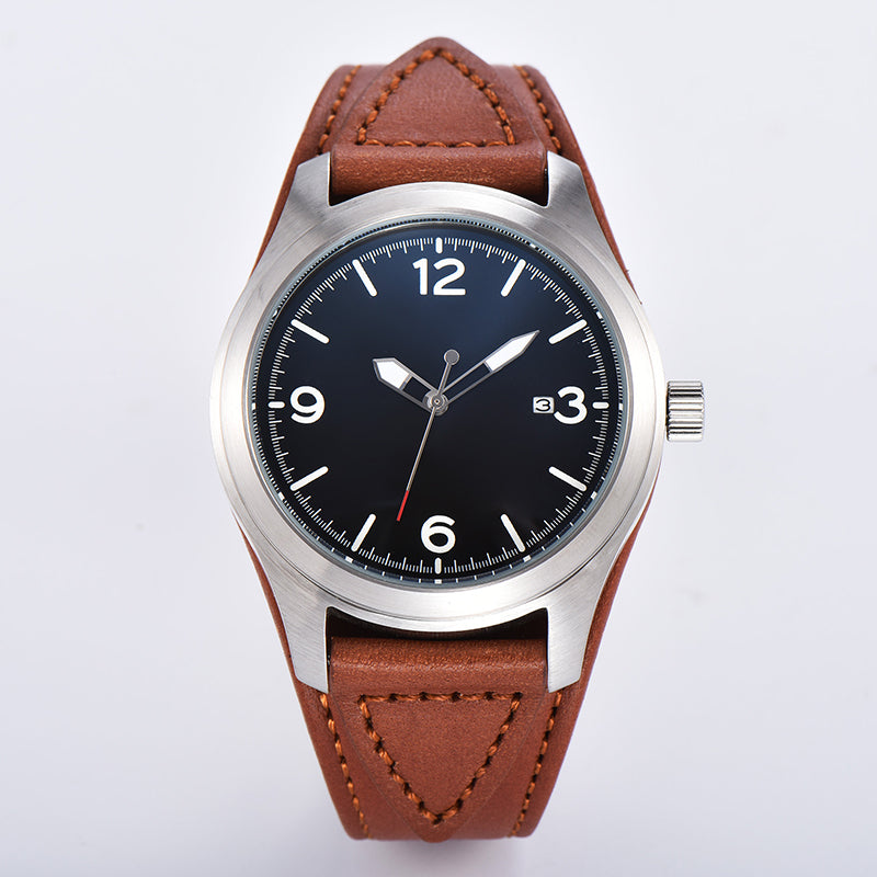 Luminous calendar leather strap men's watch