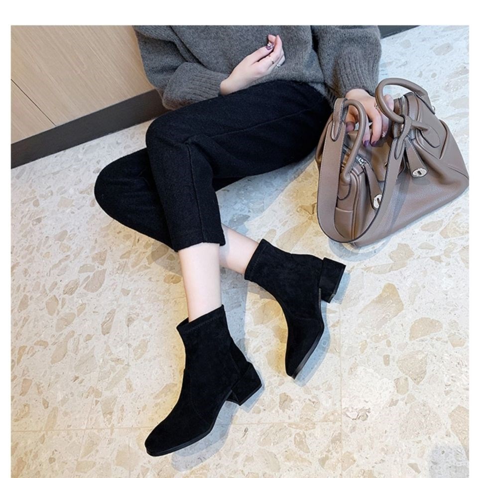 Spring And Autumn Single Shoes Thick Heel Short Boots Autumn And Winter New Wild Martin Boots