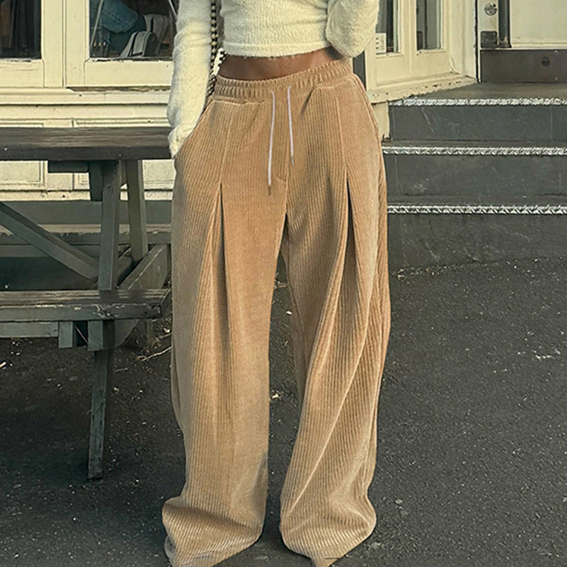 Cross-border European And American New Corduroy Knitted Wide-leg Pants