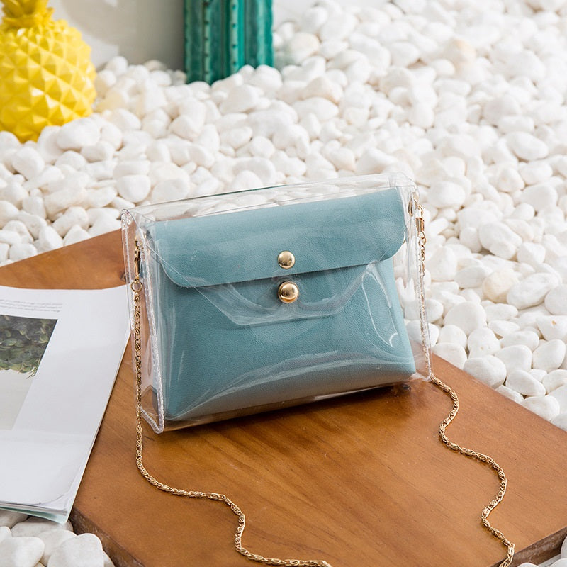 Ladies transparent one-shoulder diagonal bag