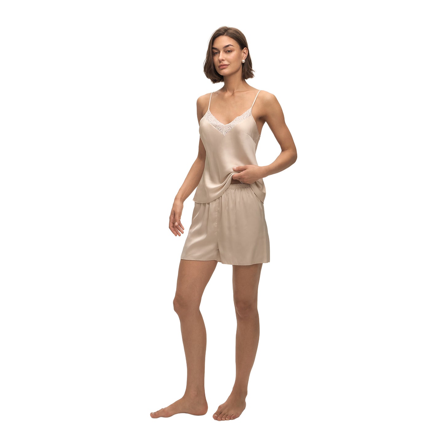 Fashionable Lace-trimmed Casual Pajama Set Summer Comfortable Camisole And Shorts