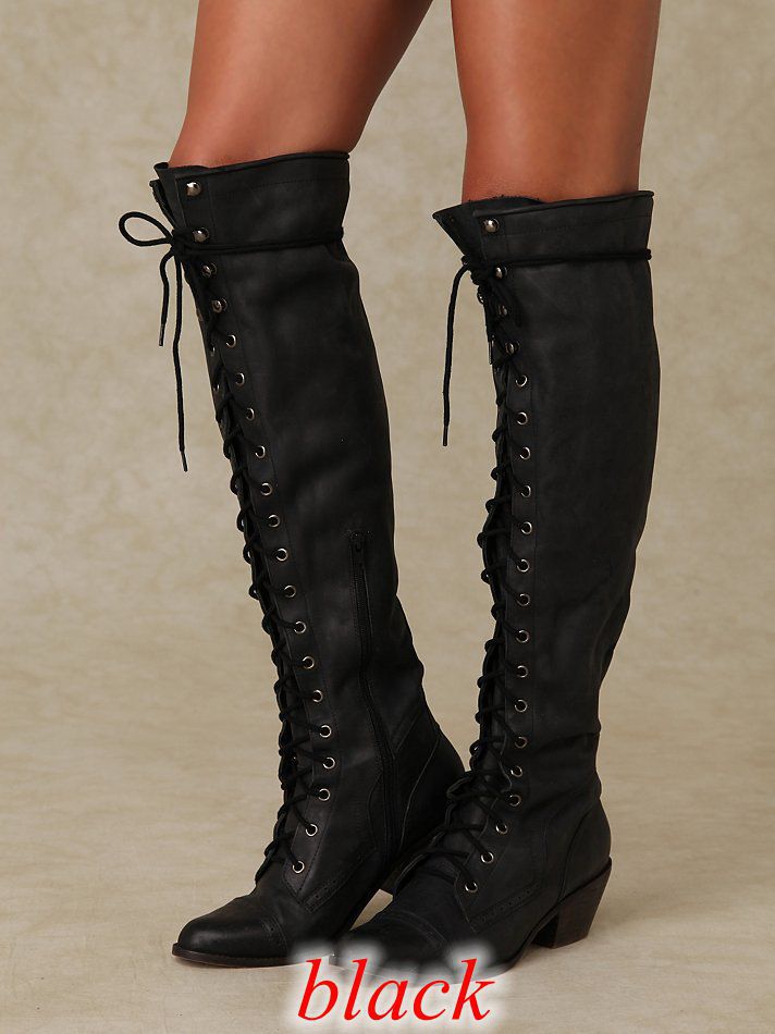New Womens Over-the-knee Boots With A Round-toe Design