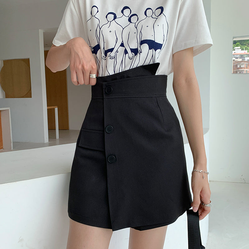 High waist slim suit culottes