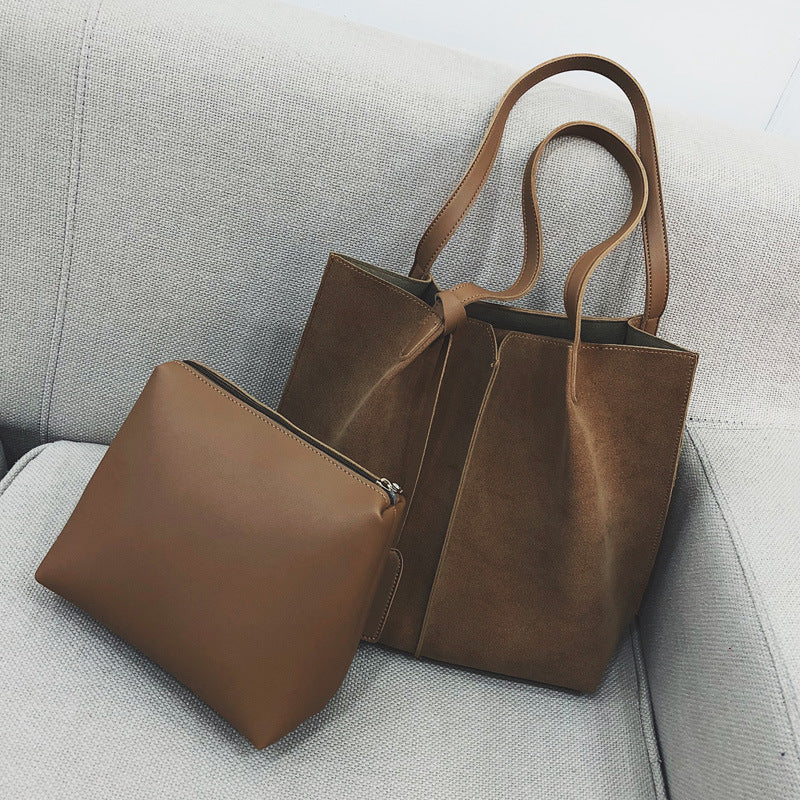 Simple frosted shoulder bag