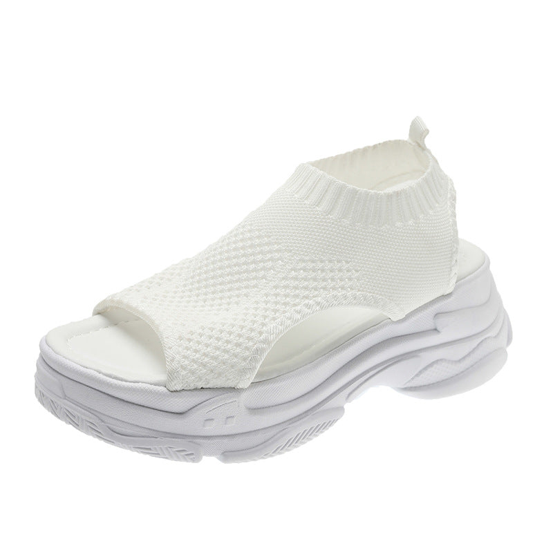 Thick-soled Leg-shaping Knitted Latest Trendy Style Sports Platform Not Tired Feet Comfortable Sandals