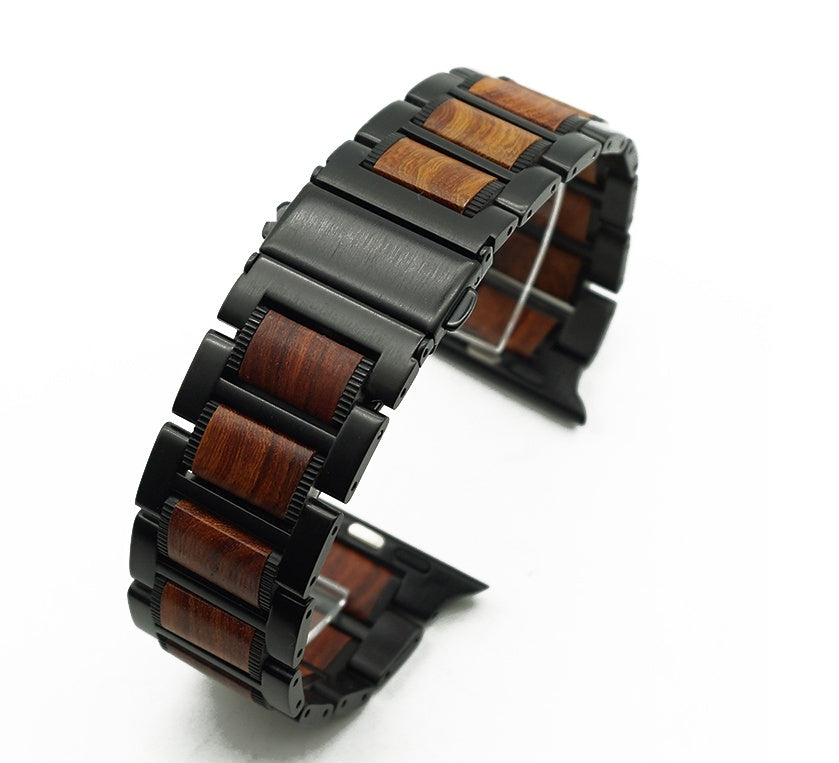 Stainless Steel Strap with Wooden Butterfly Buckle