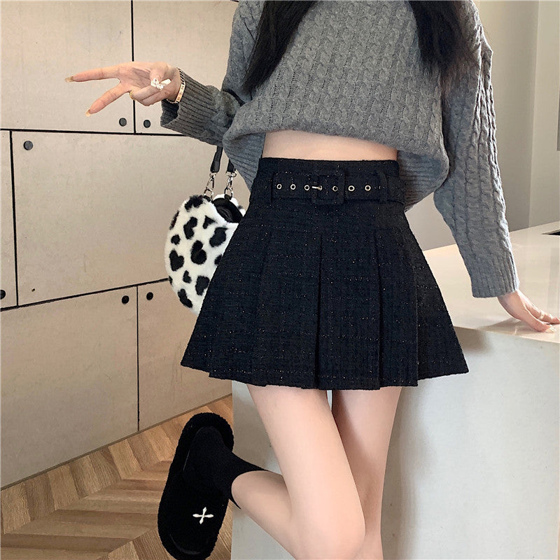 Women's Fashion Tweed Pleated Half-body Skirt