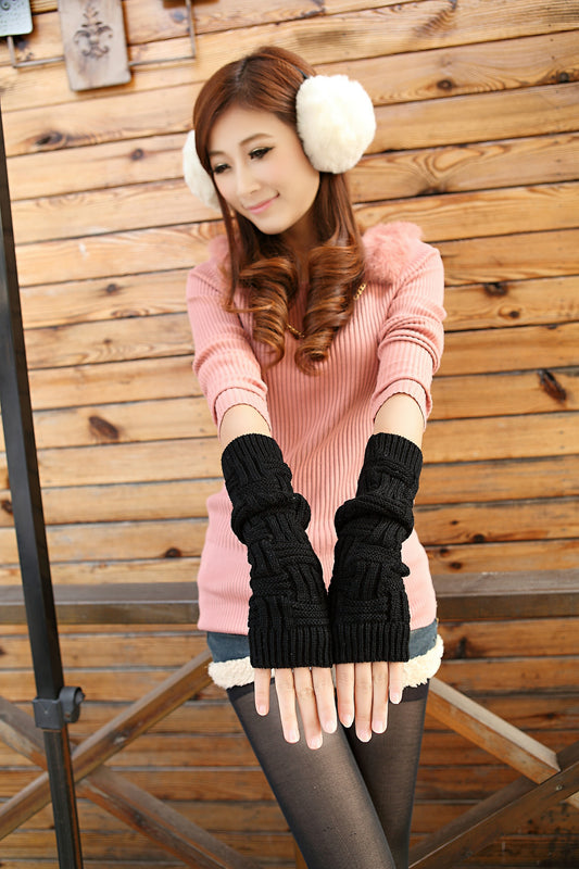 Warm wool knitted Half Finger Gloves