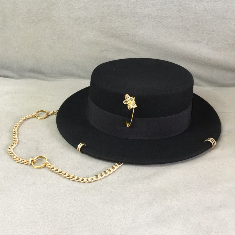Female retro black top hat