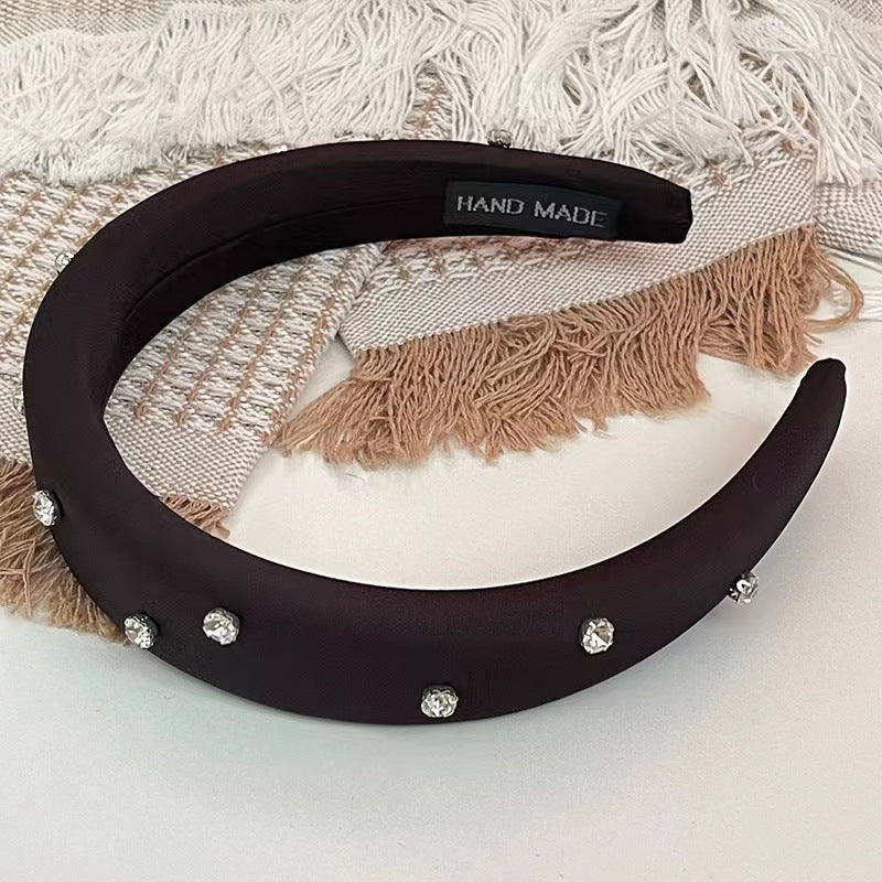 Women's Outdoor All-matching-type High Skull Top Sponge Headband With Drill