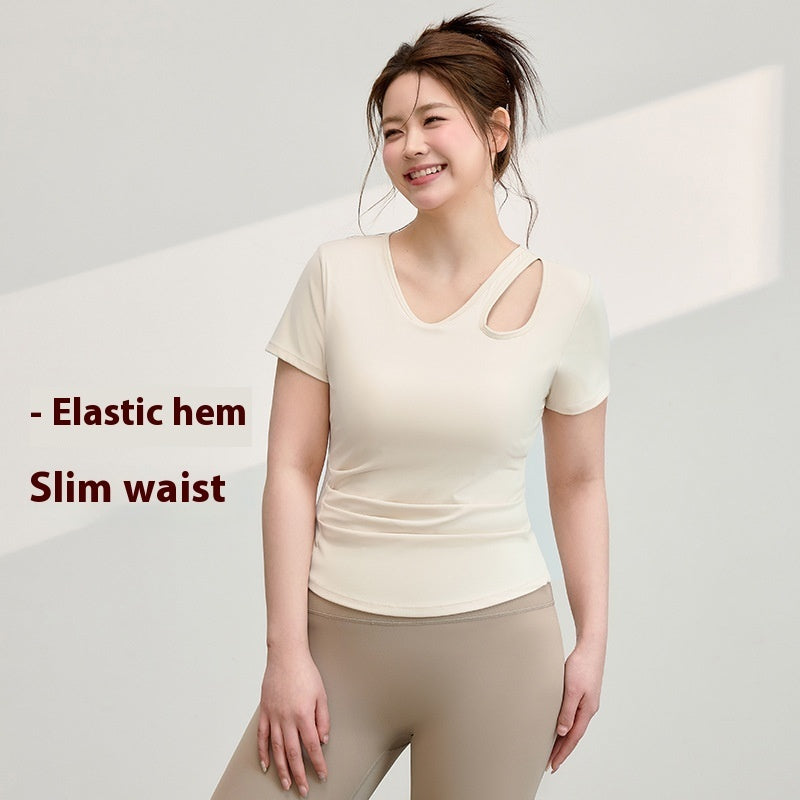 Plus Size Yoga T-shirt Women's Tight Top With Chest Pad