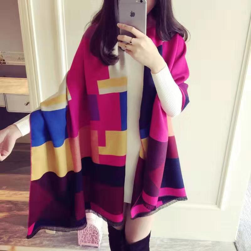 Women's double-faced jacquard cashmere scarf