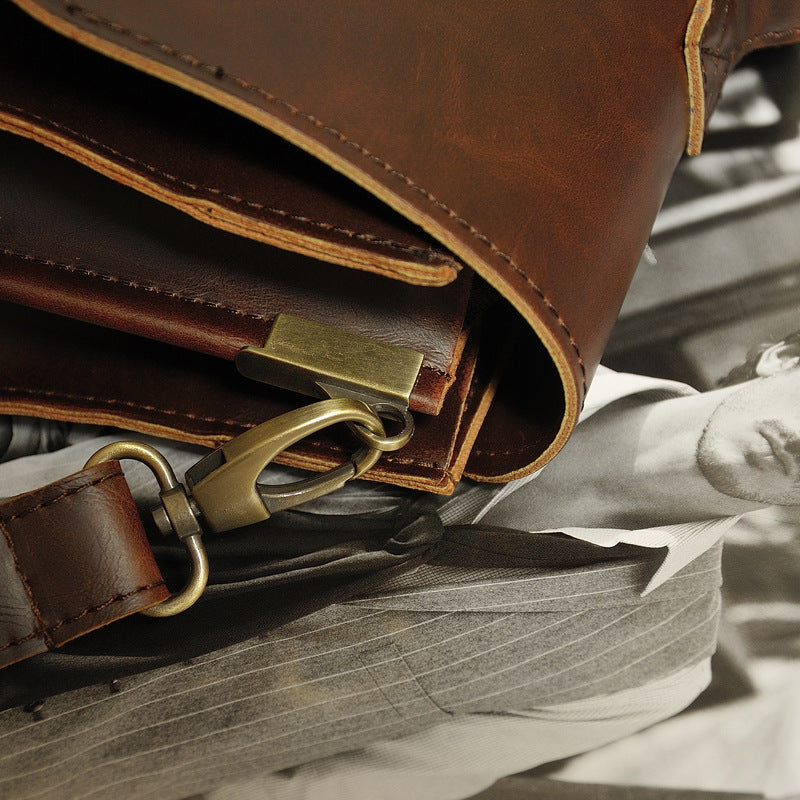 The original design of explosion models male package business package Crazy Horse Leather Handbag briefcase men's classic single shoulder bag