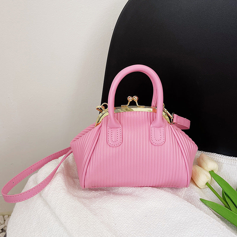 Women's New Fashion Popular Vertical Stripe Handbag Fashion Versatile